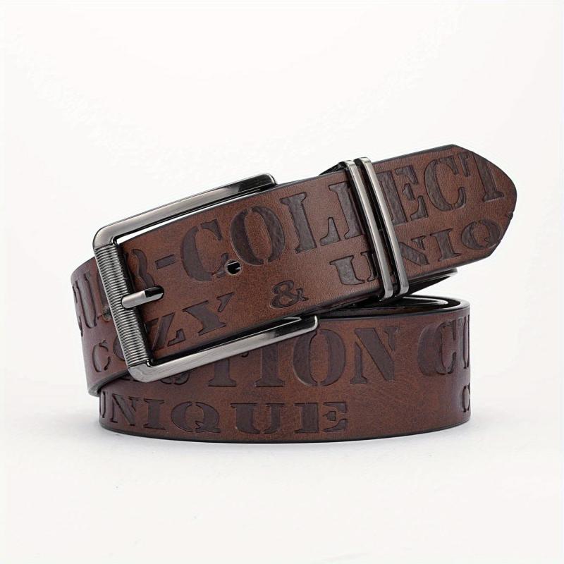 Alloy Buckle PU Striped Belt Men