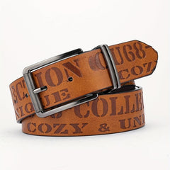 Alloy Buckle PU Striped Belt Men