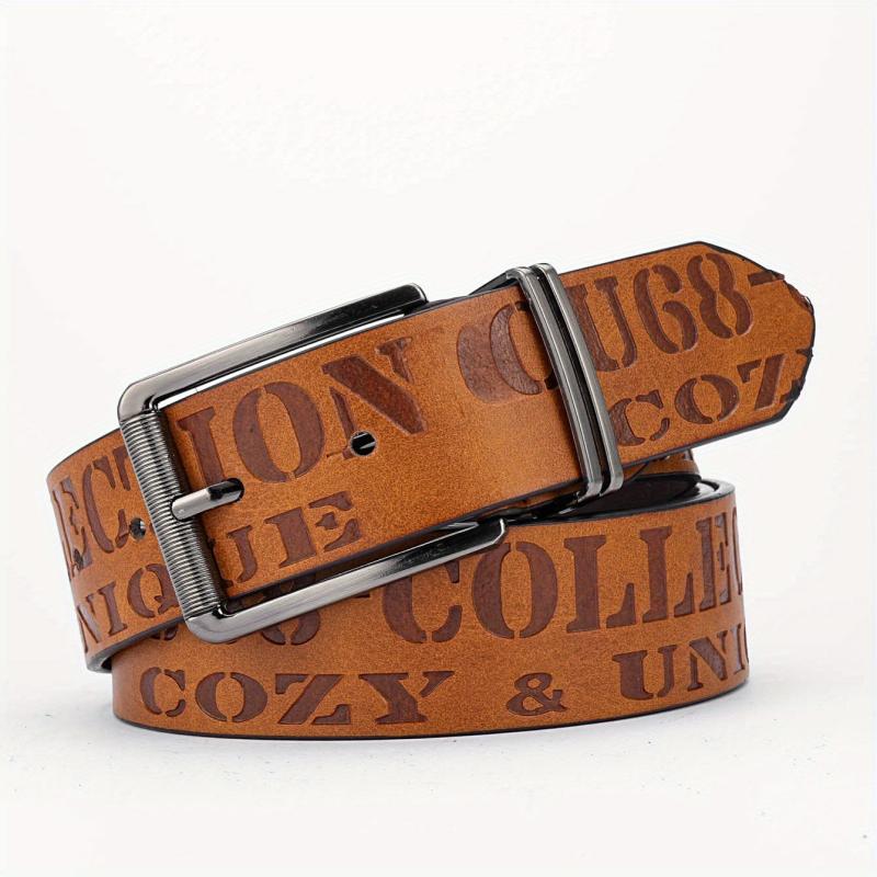 Alloy Buckle PU Striped Belt Men