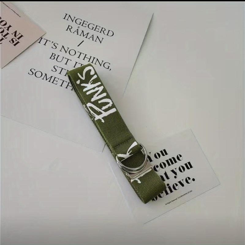 Men's Letter Canvas Double Ring Buckle Belt