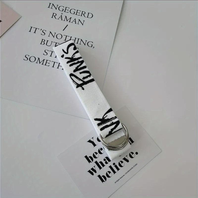 Men's Letter Canvas Double Ring Buckle Belt