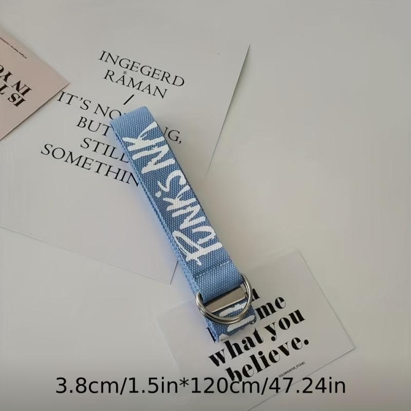 Men's Letter Canvas Double Ring Buckle Belt