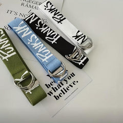 Men's Letter Canvas Double Ring Buckle Belt
