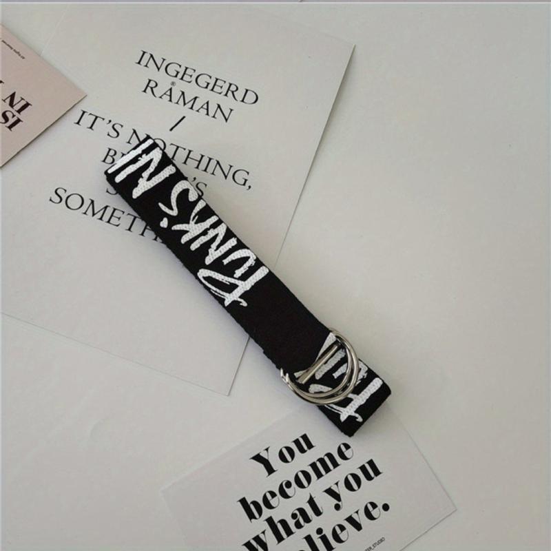 Men's Letter Canvas Double Ring Buckle Belt