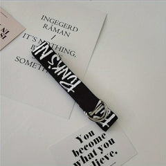 Men's Letter Canvas Double Ring Buckle Belt