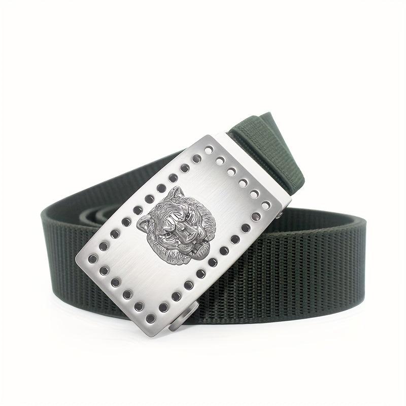47in Nylon Tactical Military Belt w/ Lion Head Buckle