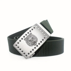 47in Nylon Tactical Military Belt w/ Lion Head Buckle