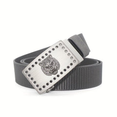 47in Nylon Tactical Military Belt w/ Lion Head Buckle