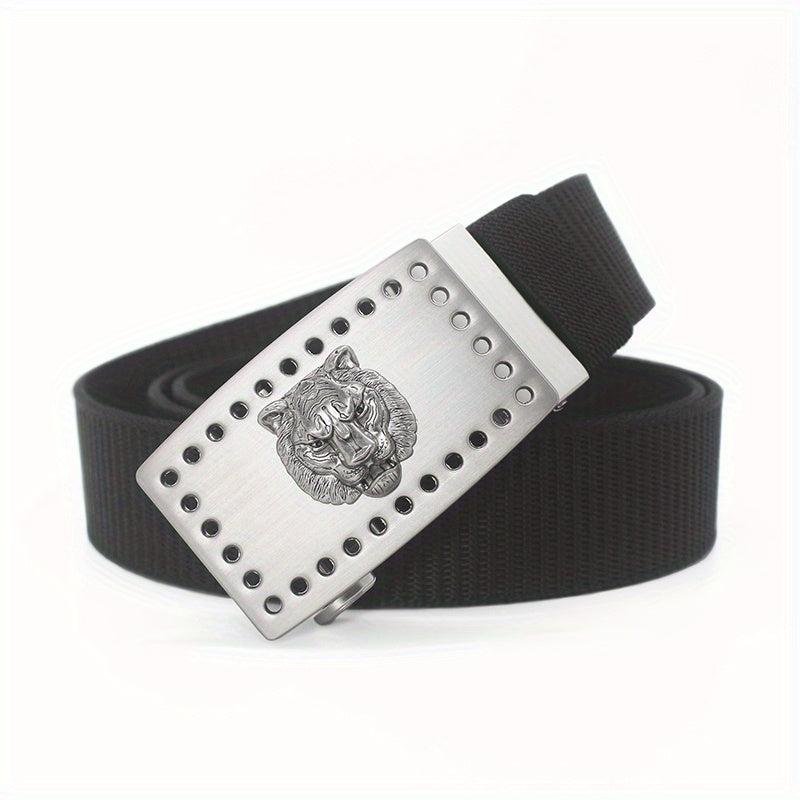 47in Nylon Tactical Military Belt w/ Lion Head Buckle