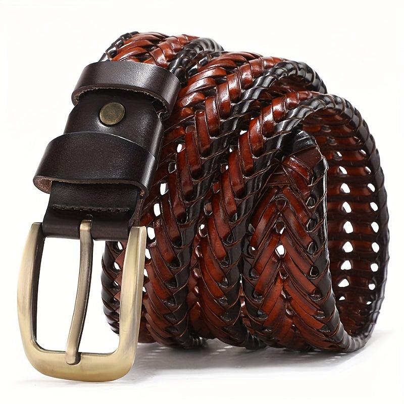 Two Layer Cowhide Leather Belt Handwoven Stylish Trouser Leather Belt