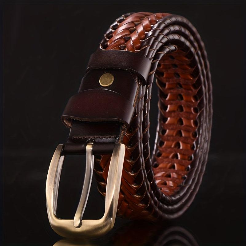 Two Layer Cowhide Leather Belt Handwoven Stylish Trouser Leather Belt
