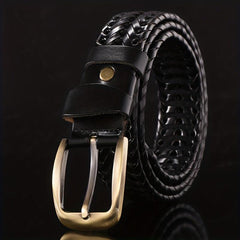 Two Layer Cowhide Leather Belt Handwoven Stylish Trouser Leather Belt