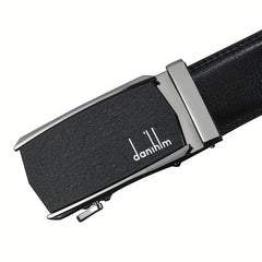 Men's Leather Auto Buckle Belt - Casual Style Black