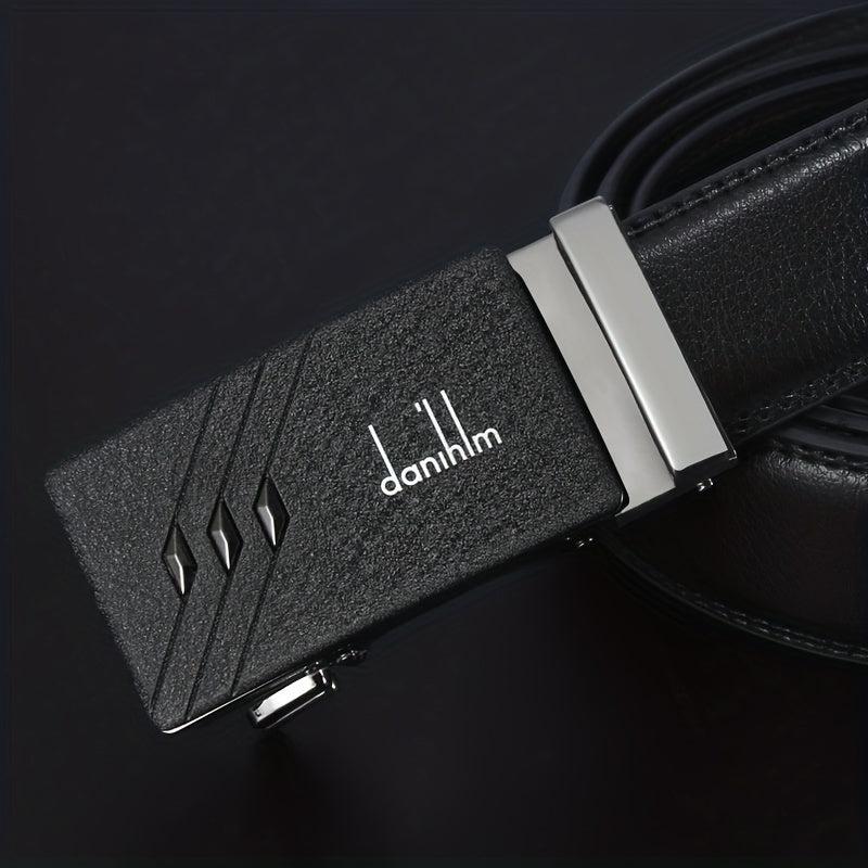Men's Leather Auto Buckle Belt - Casual Style Black