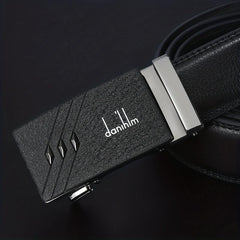 Men's Leather Auto Buckle Belt - Casual Style Black