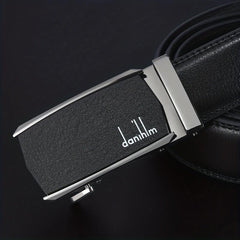 Men's Leather Auto Buckle Belt - Casual Style Black
