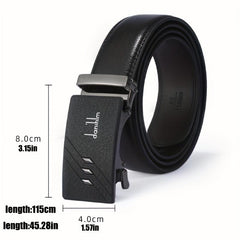 Men's Leather Auto Buckle Belt - Casual Style Black