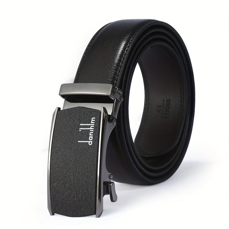 Men's Leather Auto Buckle Belt - Casual Style Black