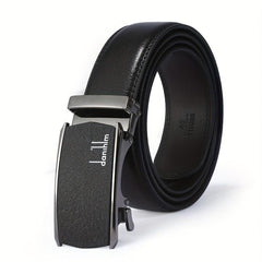 Men's Leather Auto Buckle Belt - Casual Style Black