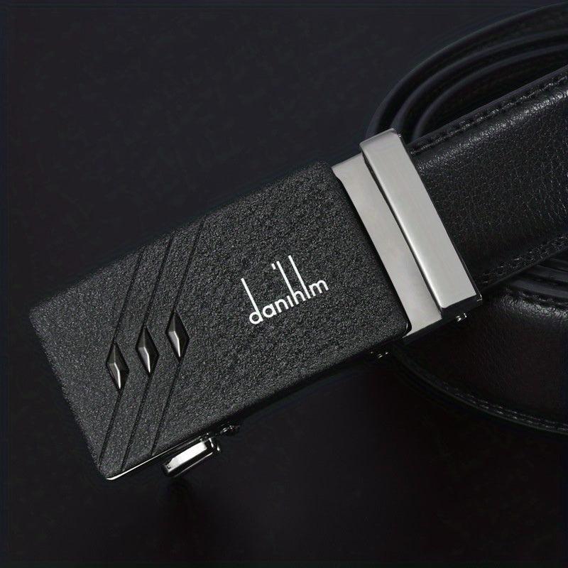 Men's Leather Auto Buckle Belt - Casual Style Black