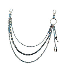 Vintage Car Jeans Pants Key Chain Ring Hip Hop Silver Lock Tassel Pendant