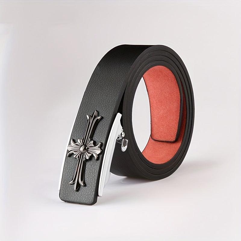 Men's Smooth Buckle Leather Belt Business Casual Frosted Belt