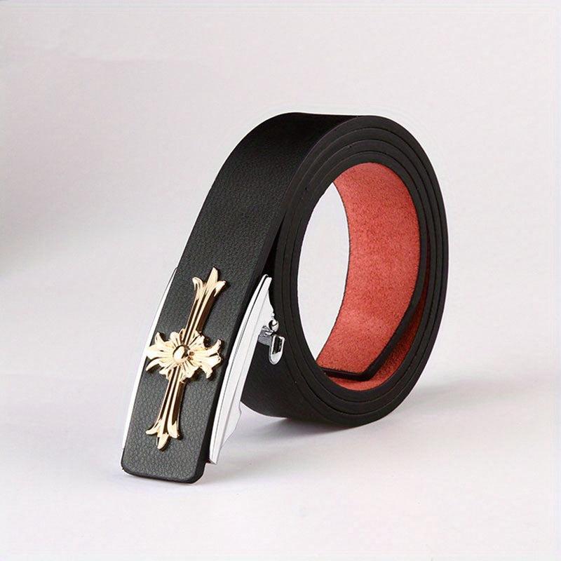 Men's Smooth Buckle Leather Belt Business Casual Frosted Belt