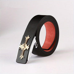 Men's Smooth Buckle Leather Belt Business Casual Frosted Belt
