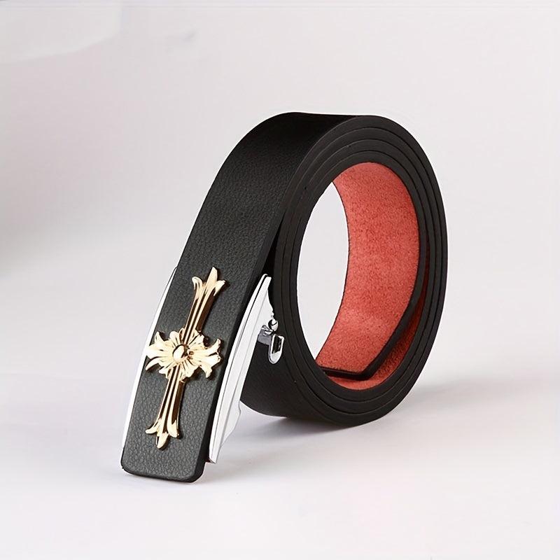 Men's Smooth Buckle Leather Belt Business Casual Frosted Belt