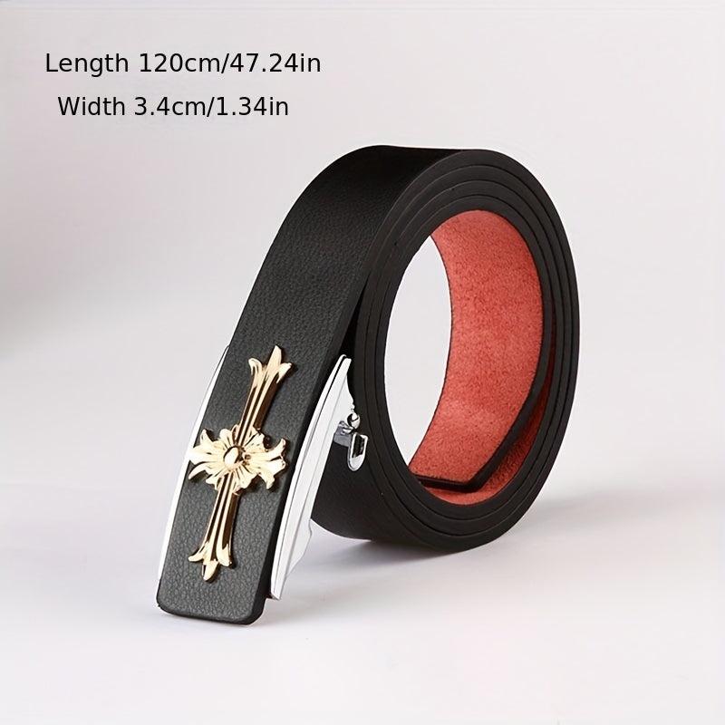 Men's Smooth Buckle Leather Belt Business Casual Frosted Belt