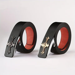 Men's Smooth Buckle Leather Belt Business Casual Frosted Belt