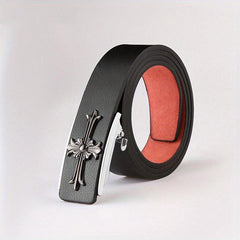 Men's Smooth Buckle Leather Belt Business Casual Frosted Belt
