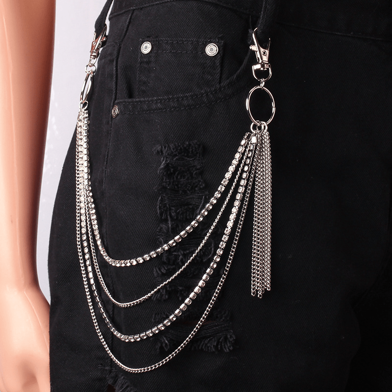 Stainless Steel Pant Chain Hip Hop Punk Keyring Trousers Jeans Metal Chains