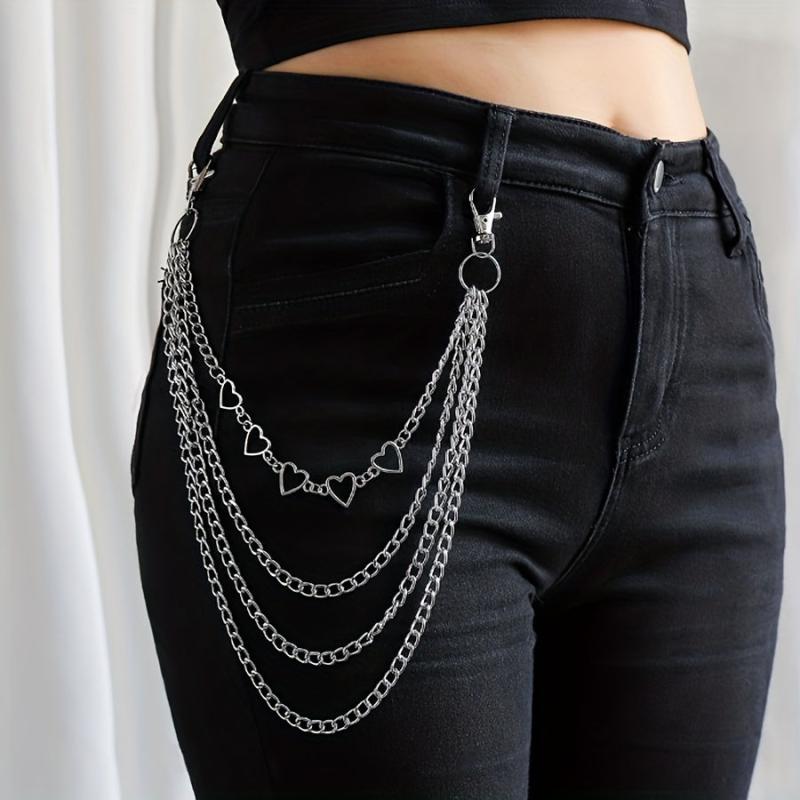 Heart Layer Metal Chain Pants Chain Men's Waist Chain Y2K