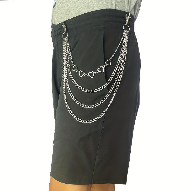 Heart Layer Metal Chain Pants Chain Men's Waist Chain Y2K