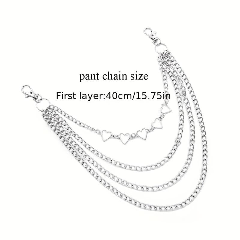 Heart Layer Metal Chain Pants Chain Men's Waist Chain Y2K