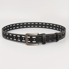 Men's Hollow Belt Pin Buckle PU Leather Belt For Pants Jeans