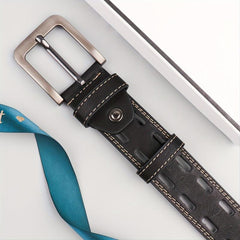 Men's Hollow Belt Pin Buckle PU Leather Belt For Pants Jeans