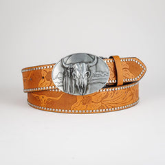 Men's Bull Head Buckle Belt PU Leather Decorative Accessories