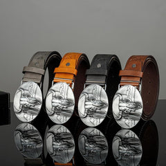 Men's Bull Head Buckle Belt PU Leather Decorative Accessories