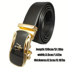 Men's Leather Belt Automatic Buckle Waistband Business Party