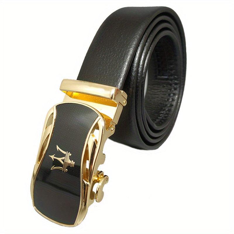 Men's Leather Belt Automatic Buckle Waistband Business Party