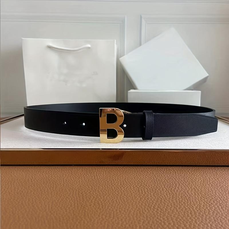 Buckle Belt Men Women Letter Pattern Jeans Pants