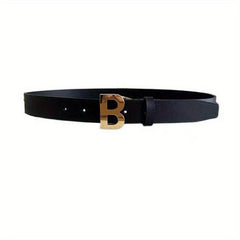 Buckle Belt Men Women Letter Pattern Jeans Pants