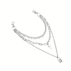 Lock And Cross Pendant Metal Chain Men's Waist Chain