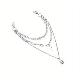 Lock And Cross Pendant Metal Chain Men's Waist Chain
