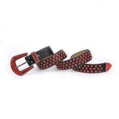Rhinestone Belt Western Cowgirl Bling Studded Leather Belt For Jeans