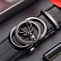 Crocodile Pattern Leather Spiked Belt for Men