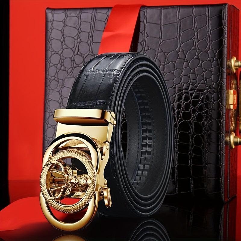 Crocodile Pattern Leather Spiked Belt for Men