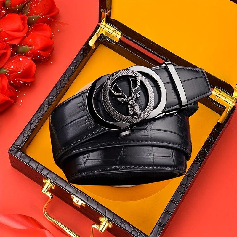 Crocodile Pattern Leather Spiked Belt for Men